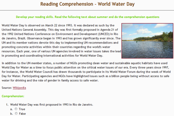 Reading: World water day | Recurso educativo 34822