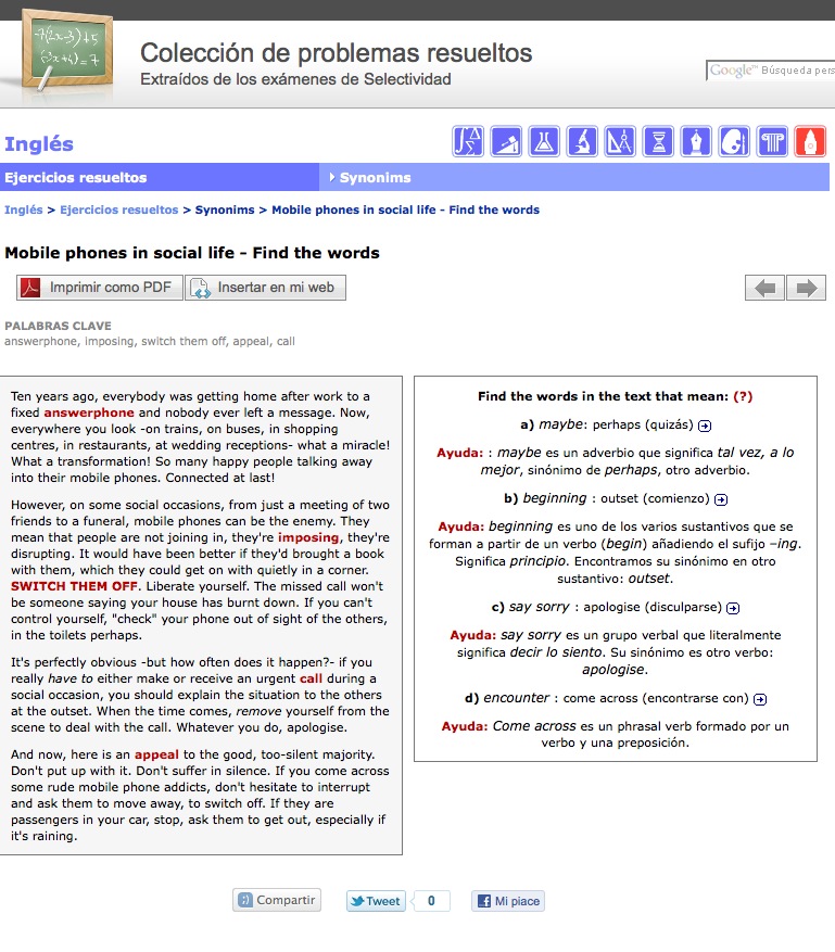 Finding Synonyms, Mobile Phones in social life | Recurso educativo 41519