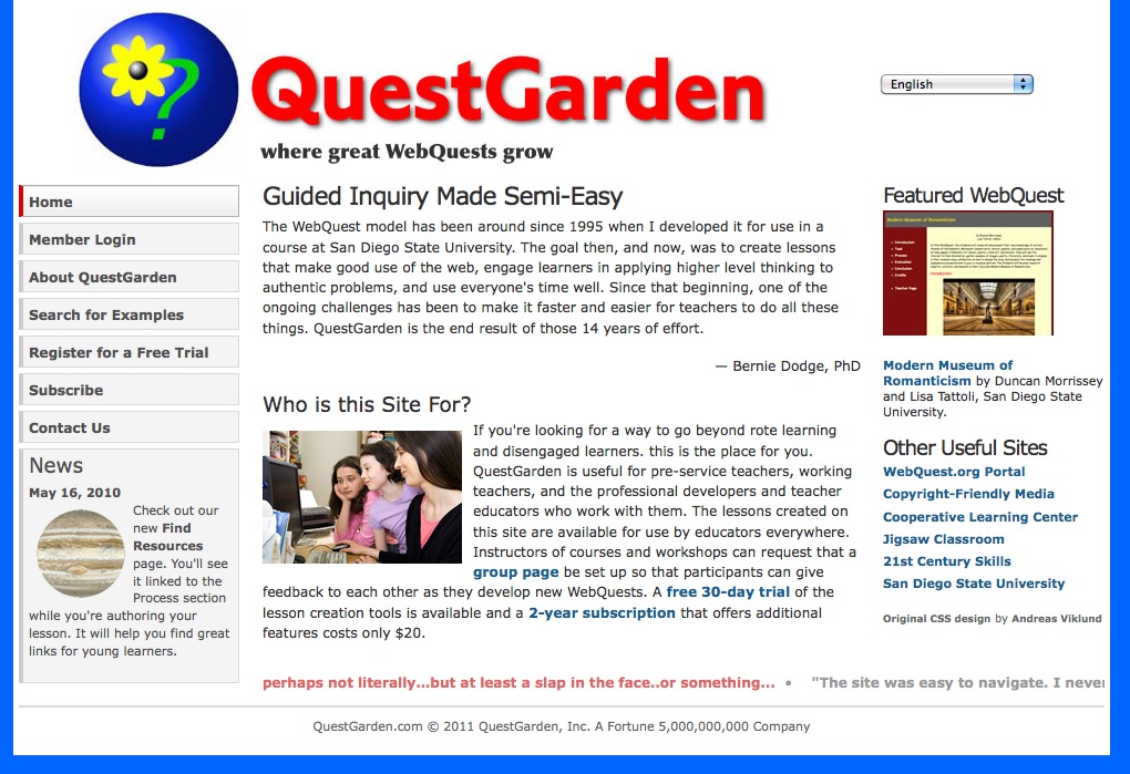 Quest Garden, where great WebQuests grow | Recurso educativo 41660