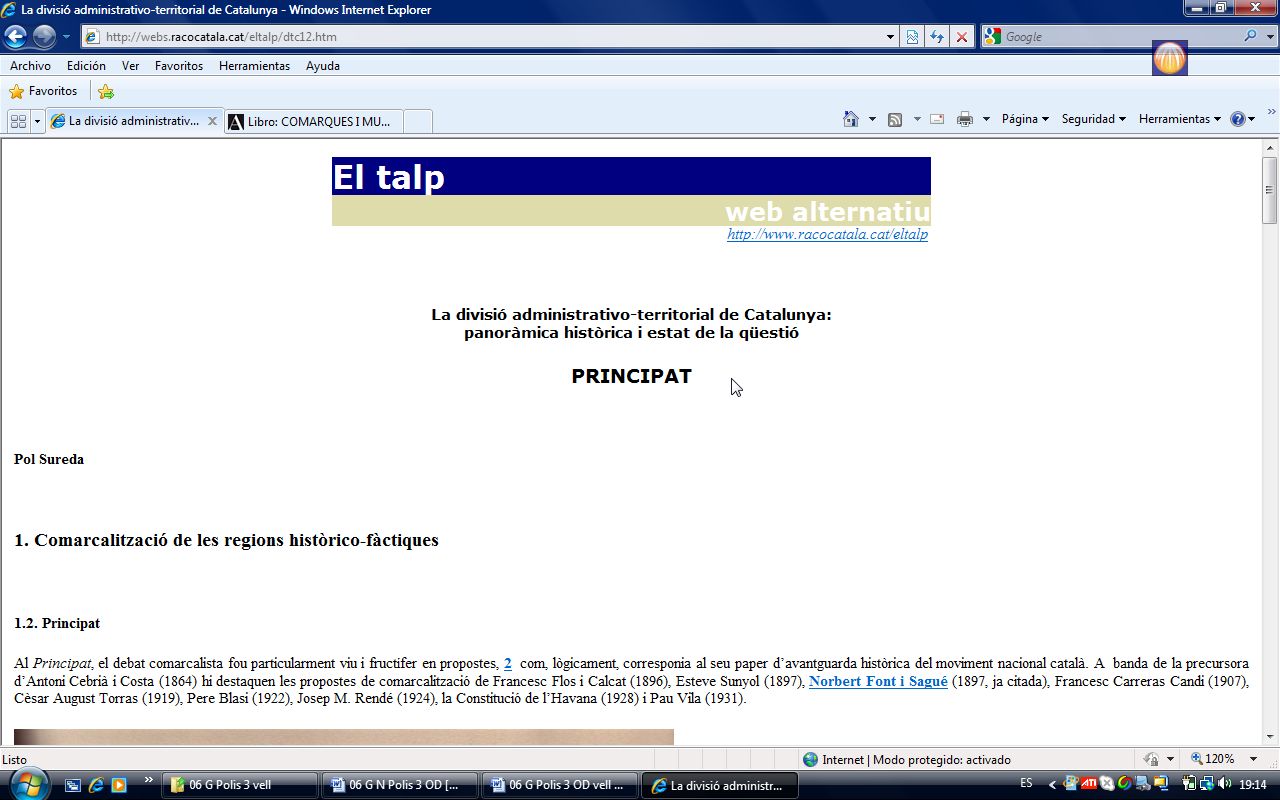 La divisió administrativo-territorial de Catalunya: panoràmica històrica i estat de la qüestió | Recurso educativo 42424