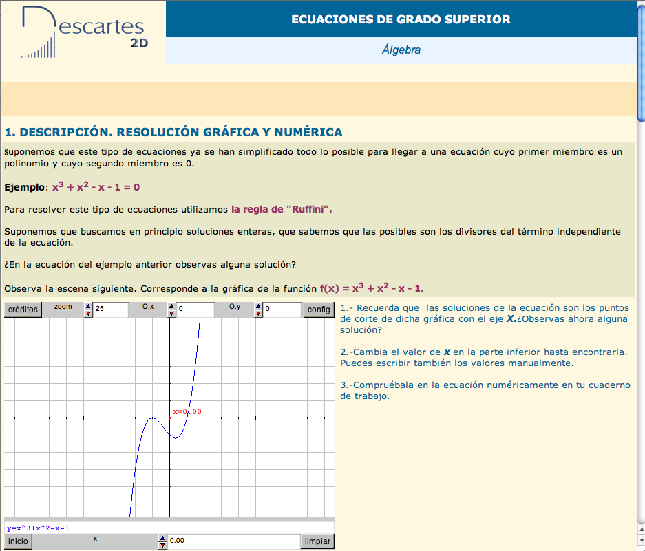 Ecuaciones de grado superior: 1. Descripción. Resolución gráfica y numérica | Recurso educativo 90565