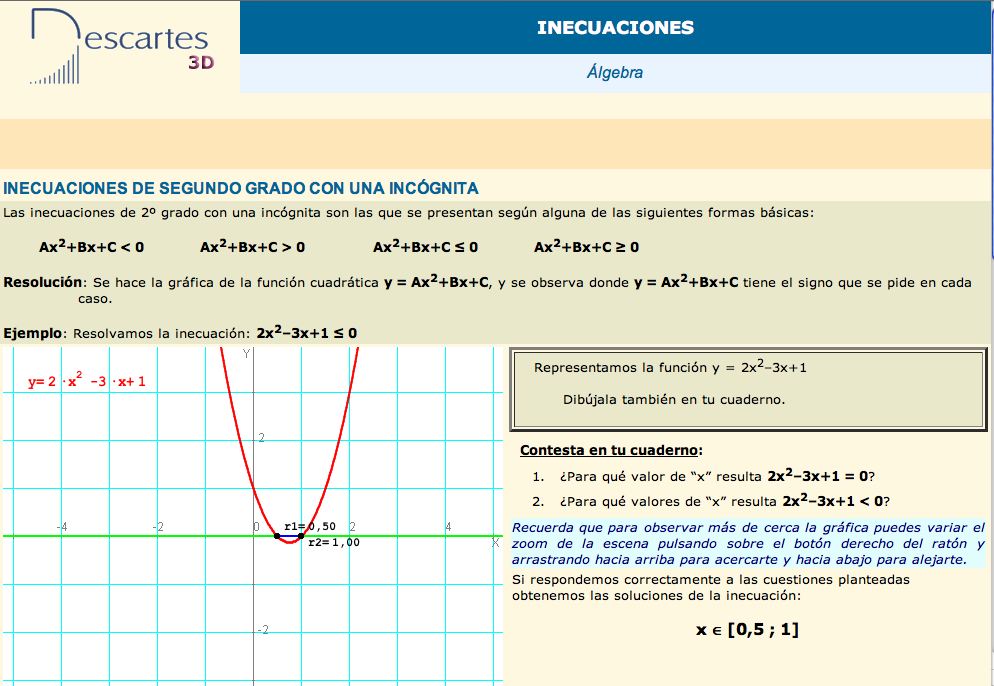 Inecuaciones de segundo grado con una incógnita. Actividades propuestas | Recurso educativo 90615