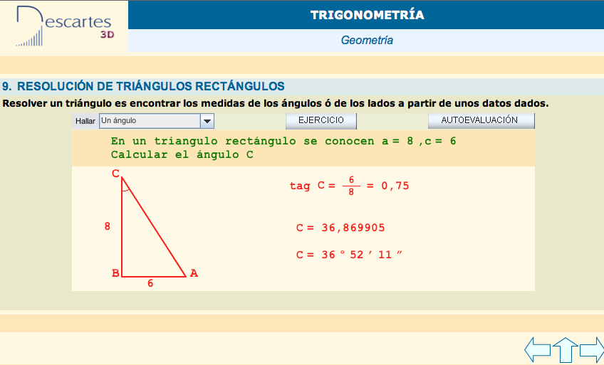 Resolución de triángulos rectángulos. | Recurso educativo 90623