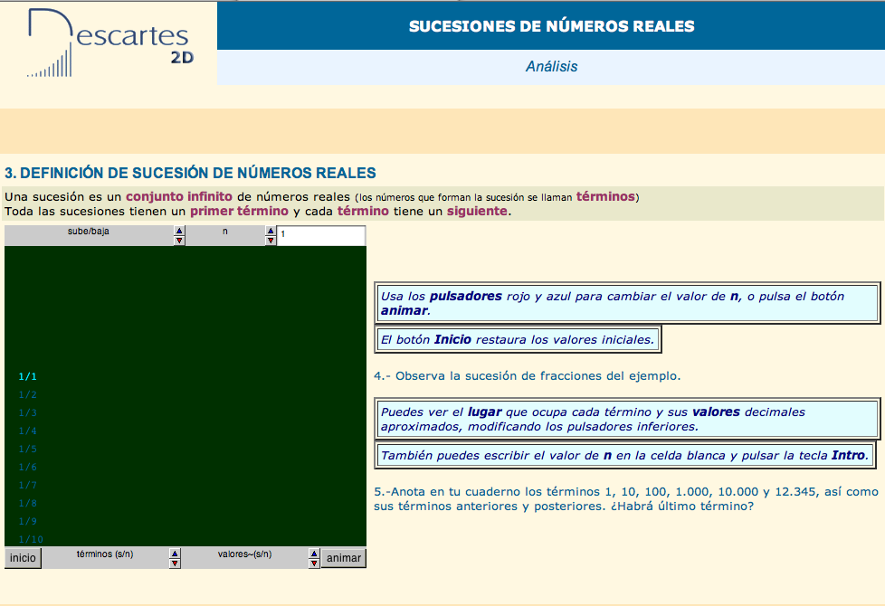 3. Definición de sucesión de números reales. 4. Expresión de todos los términos de una sucesión. 5. Término general | Recurso educativo 53394