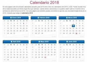 Calendario 2018 | Recurso educativo 767412